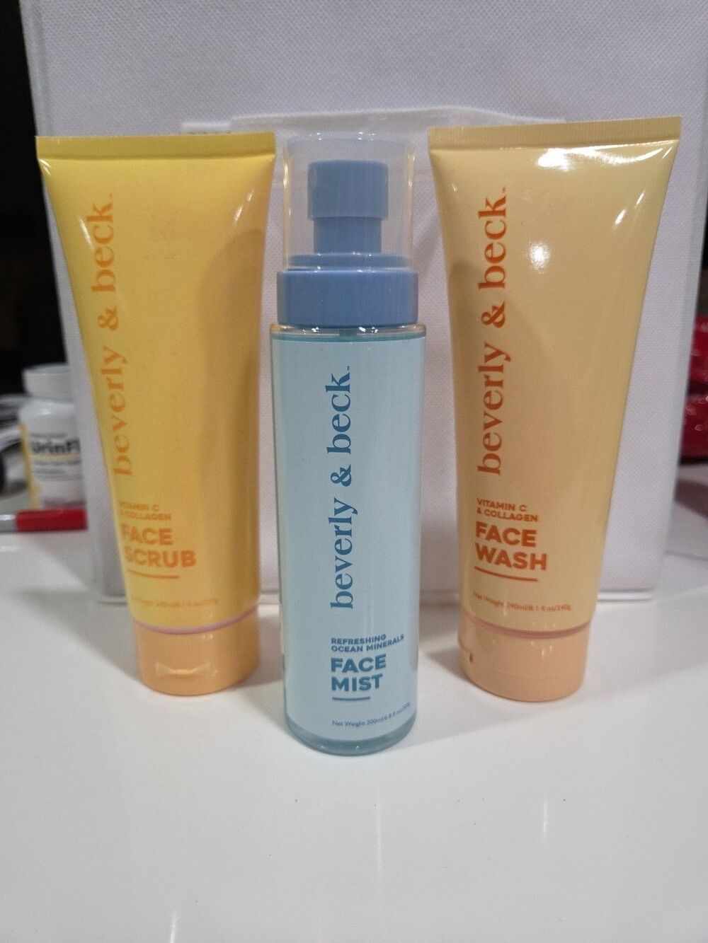 NEW FULL SIZE beverly & beck face wash, mist, face scrub, Collagen Collection